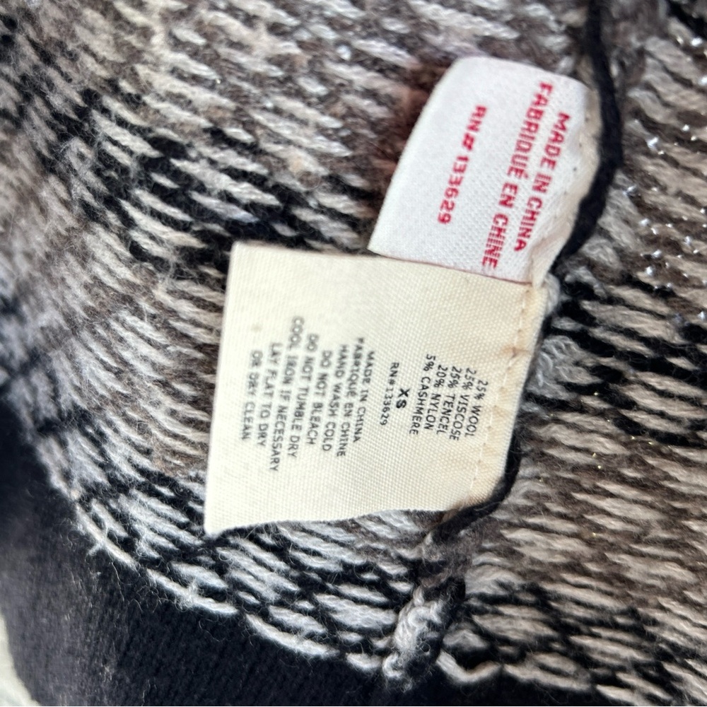 Anthropologie Yoon Sweater Monochrome Geometric Cardigan Hooded Oversized - Picture 5 of 7